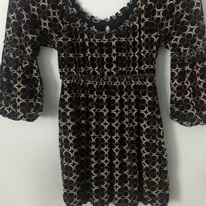 Top, size S, brown and cream print